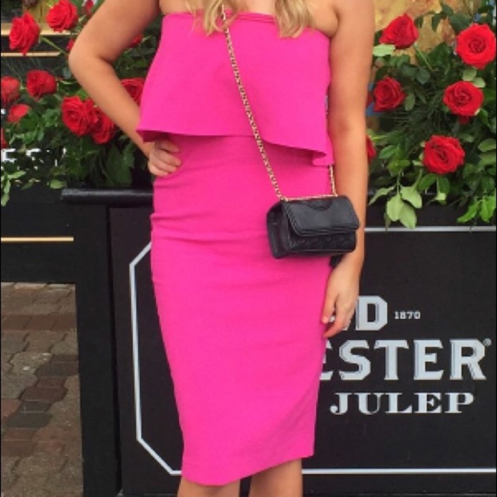 Pink fitted cocktail dress